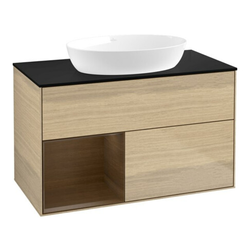 V&B Waschtischunterschrank Wandbeleuchtung Finion 100, Abd.-Pl. bla m, Reg wal ven, Oa ven