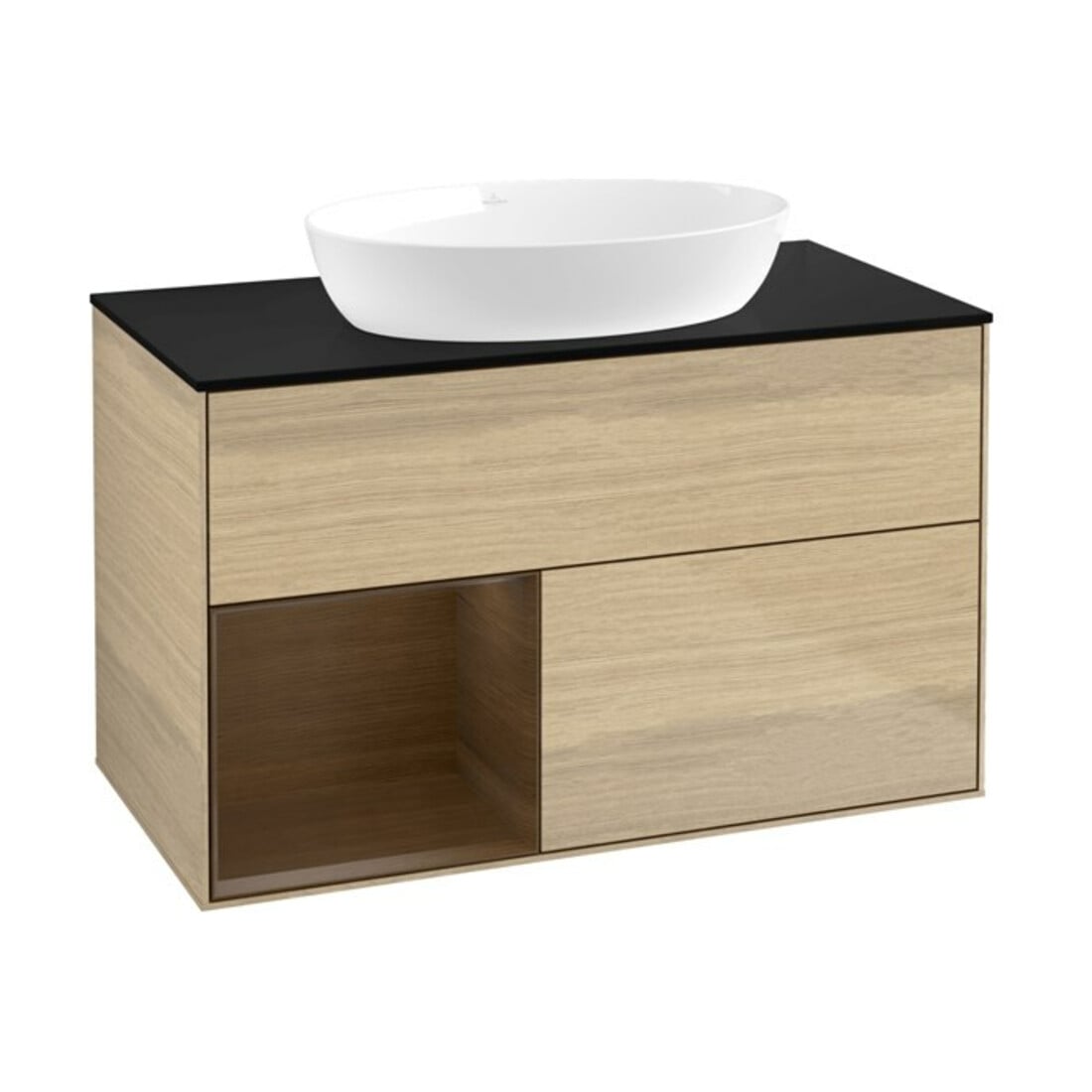 V&B Waschtischunterschrank Wandbeleuchtung Finion 100, Abd.-Pl. bla m, Reg wal ven, Oa ven