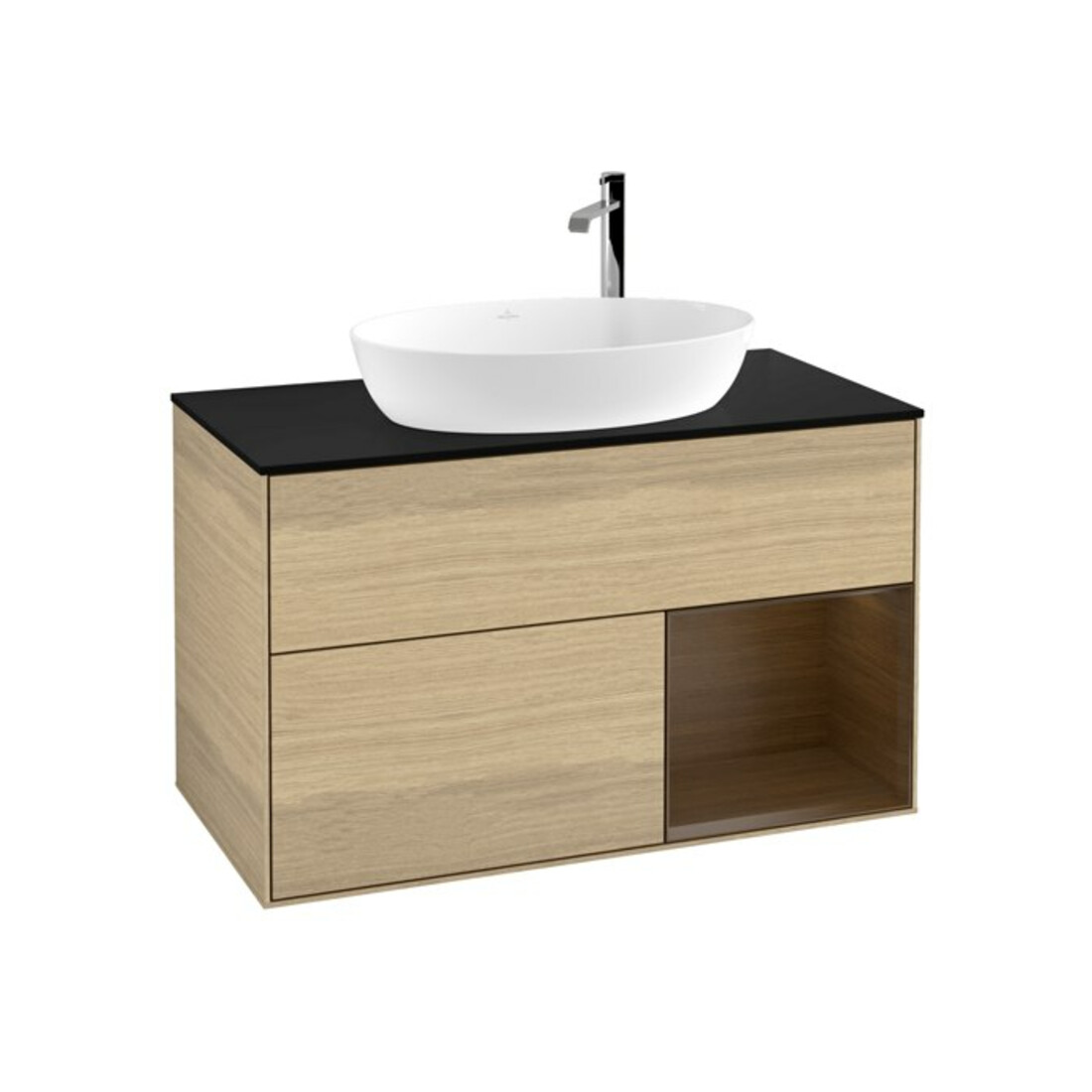 V&B Waschtischunterschrank Wandbeleuchtung Finion 100, Abd.-Pl. bla m, Reg wal ven, Oa ven