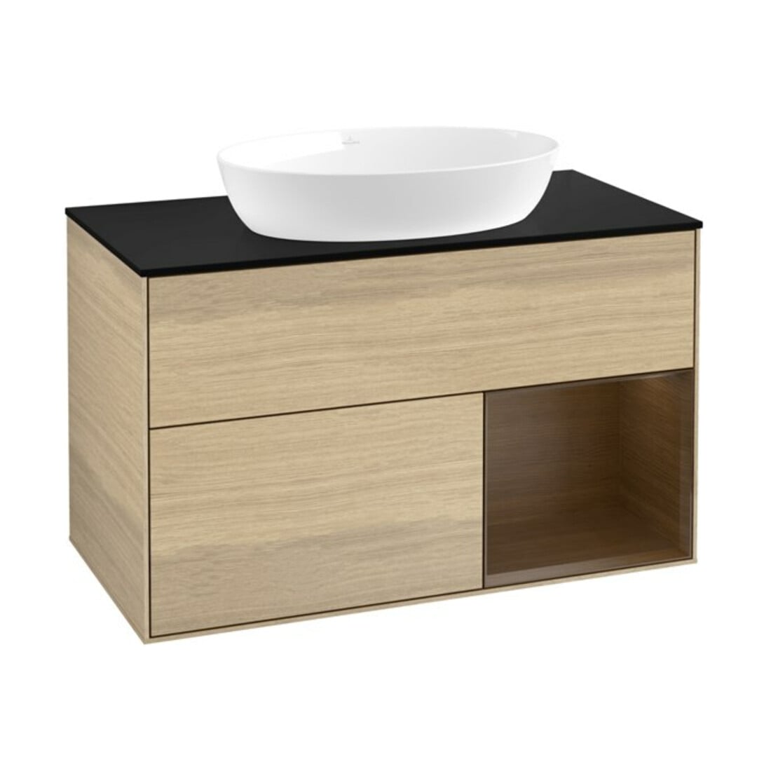V&B Waschtischunterschrank Wandbeleuchtung Finion 100, Abd.-Pl. bla m, Reg wal ven, Oa ven