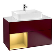 V&B Waschtischunterschrank Wandbeleuchtung Finion 100, Abd.-Pl. wh. m, Reg li gol m, Peo m