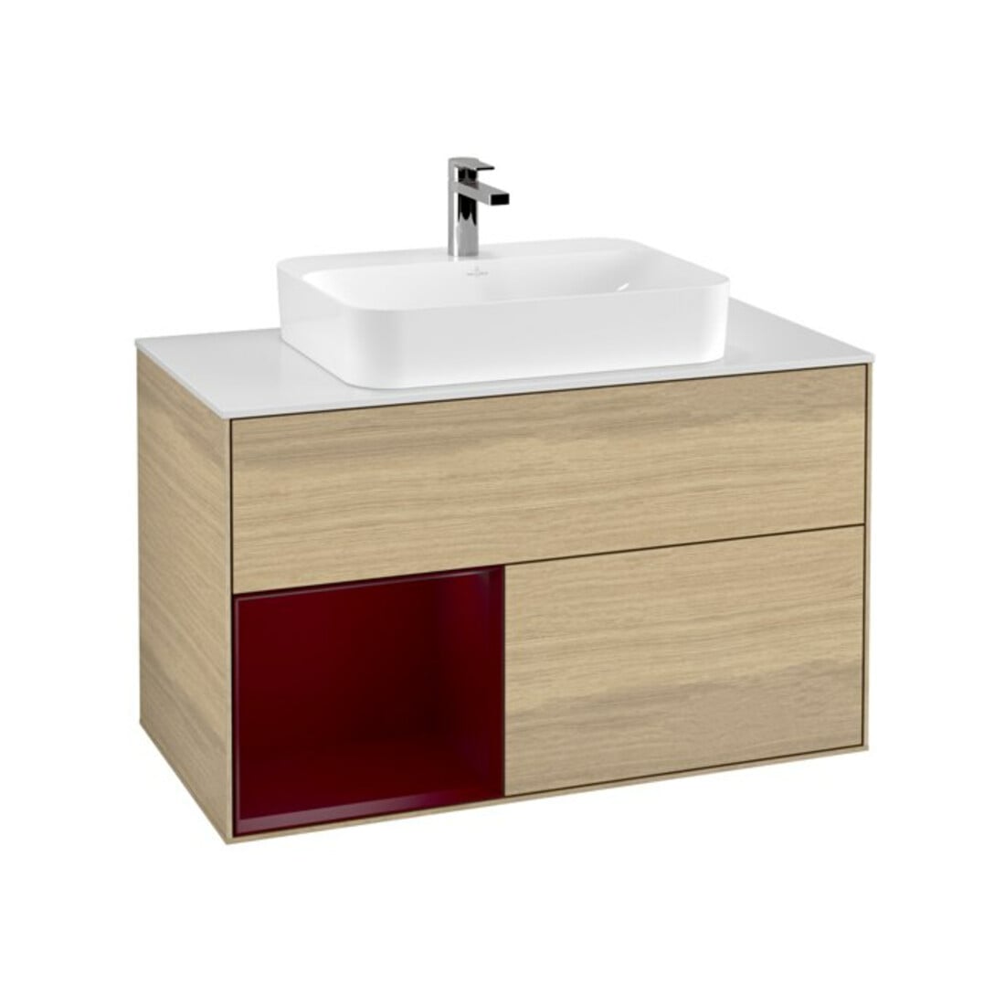 V&B Waschtischunterschrank Wandbeleuchtung Finion 100, Abd.-Pl. wh. m, Reg li Peo, Oa ven