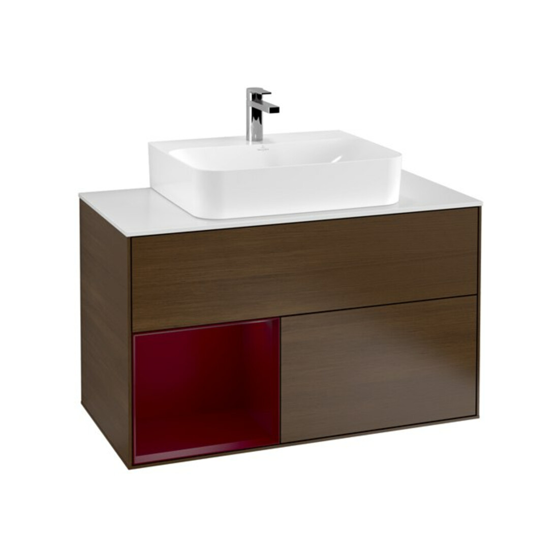 V&B Waschtischunterschrank Wandbeleuchtung Finion 100, Abd.-Pl. wh. m, Reg li Peo, wal ven