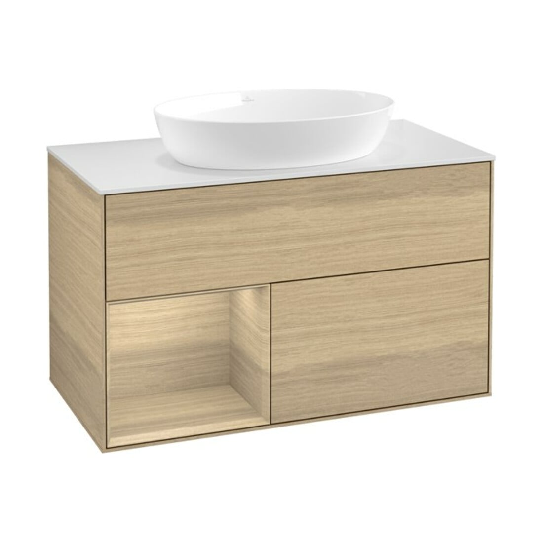 V&B Waschtischunterschrank Wandbeleuchtung Finion 100, Abd.-Pl. wh. m, Reg Oa ven, Oa ven