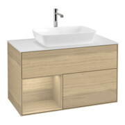V&B Waschtischunterschrank Wandbeleuchtung Finion 100, Abd.-Pl. wh. m, Reg Oa ven, Oa ven