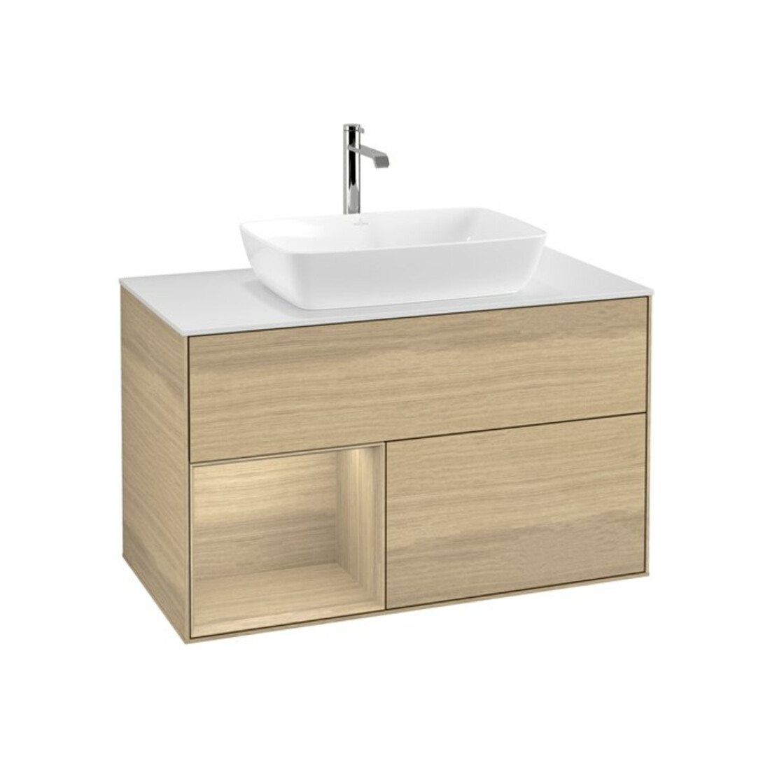 V&B Waschtischunterschrank Wandbeleuchtung Finion 100, Abd.-Pl. wh. m, Reg Oa ven, Oa ven