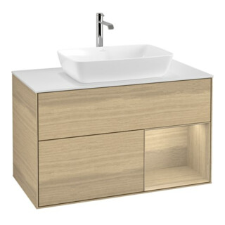 V&B Waschtischunterschrank Wandbeleuchtung Finion 100, Abd.-Pl. wh. m, Reg Oa ven, Oa ven