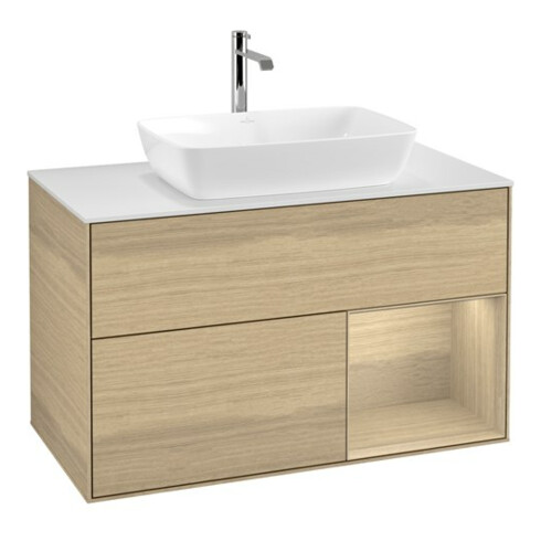 V&B Waschtischunterschrank Wandbeleuchtung Finion 100, Abd.-Pl. wh. m, Reg Oa ven, Oa ven