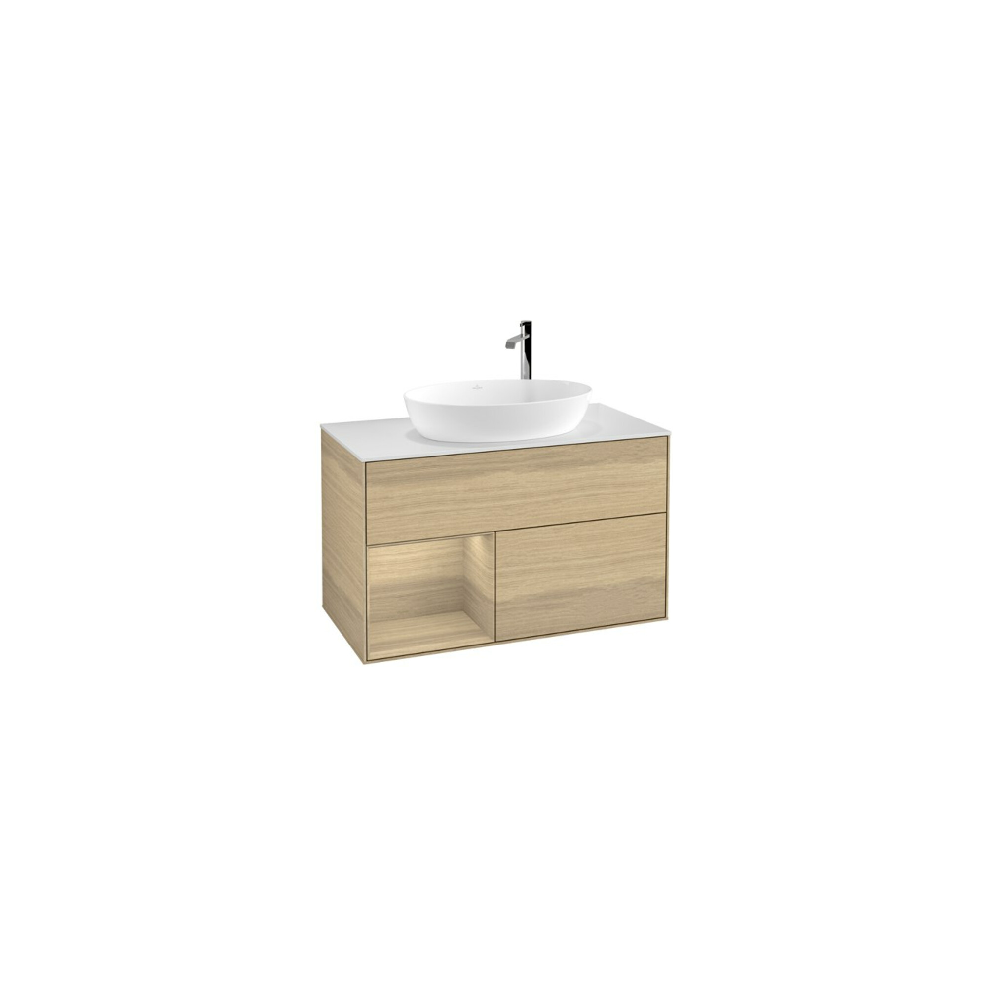 V&B Waschtischunterschrank Wandbeleuchtung Finion 100, Abd.-Pl. wh. m, Reg Oa ven, Oa ven ; Villeroy & Boch