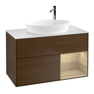 V&B Waschtischunterschrank Wandbeleuchtung Finion 100, Abd.-Pl. wh. m, Reg Oa ven, wal ven