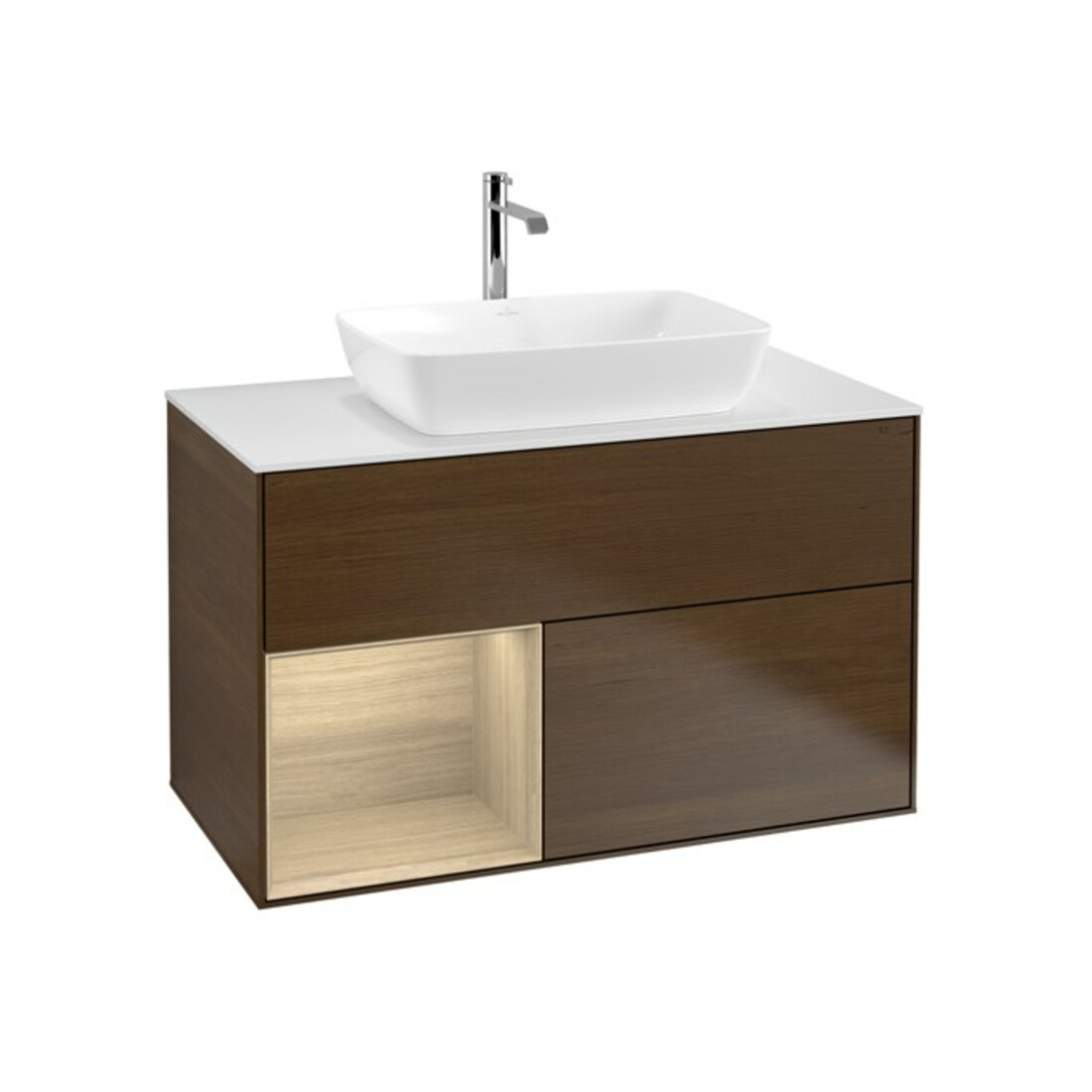V&B Waschtischunterschrank Wandbeleuchtung Finion 100, Abd.-Pl. wh. m, Reg Oa ven, wal ven