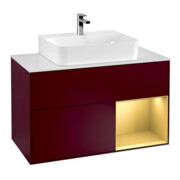 V&B Waschtischunterschrank Wandbeleuchtung Finion 100, Abd.-Pl. wh. m, Reg re gol m, Peo m