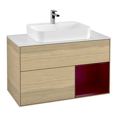 V&B Waschtischunterschrank Wandbeleuchtung Finion 100, Abd.-Pl. wh. m, Reg re Peo, Oa ven
