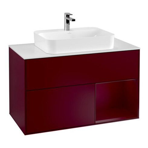 V&B Waschtischunterschrank Wandbeleuchtung Finion 100, Abd.-Pl. wh. m, Reg re Peo, Peo m