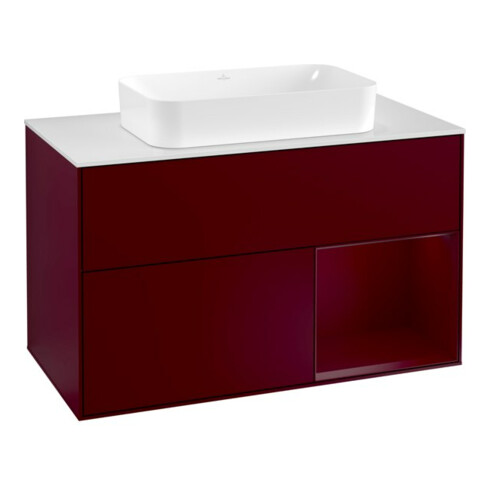 V&B Waschtischunterschrank Wandbeleuchtung Finion 100, Abd.-Pl. wh. m, Reg re Peo, Peo m