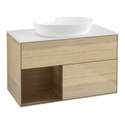 V&B Waschtischunterschrank Wandbeleuchtung Finion 100, Abd.-Pl. wh. m, Reg wal ven, Oa ven
