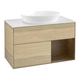 V&B Waschtischunterschrank Wandbeleuchtung Finion 100, Abd.-Pl. wh. m, Reg wal ven, Oa ven
