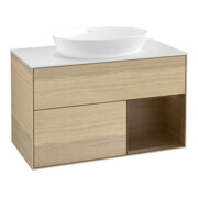 V&B Waschtischunterschrank Wandbeleuchtung Finion 100, Abd.-Pl. wh. m, Reg wal ven, Oa ven