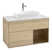 V&B Waschtischunterschrank Wandbeleuchtung Finion 100, Abd.-Pl. wh. m, Reg wal ven, Oa ven
