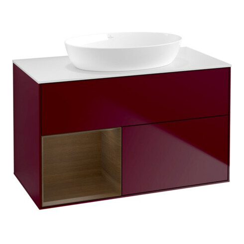 V&B Waschtischunterschrank Wandbeleuchtung Finion 100, Abd.-Pl. wh. m, Reg wal ven, Peo m