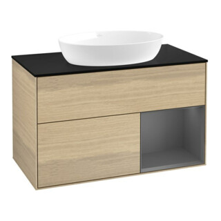 V&B Waschtischunterschrank Wandbeleuchtung Finion 100, Pl b m, Reg Anthrac. m Lac, Oa ven
