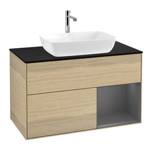 V&B Waschtischunterschrank Wandbeleuchtung Finion 100, Pl b m, Reg Anthrac. m Lac, Oa ven