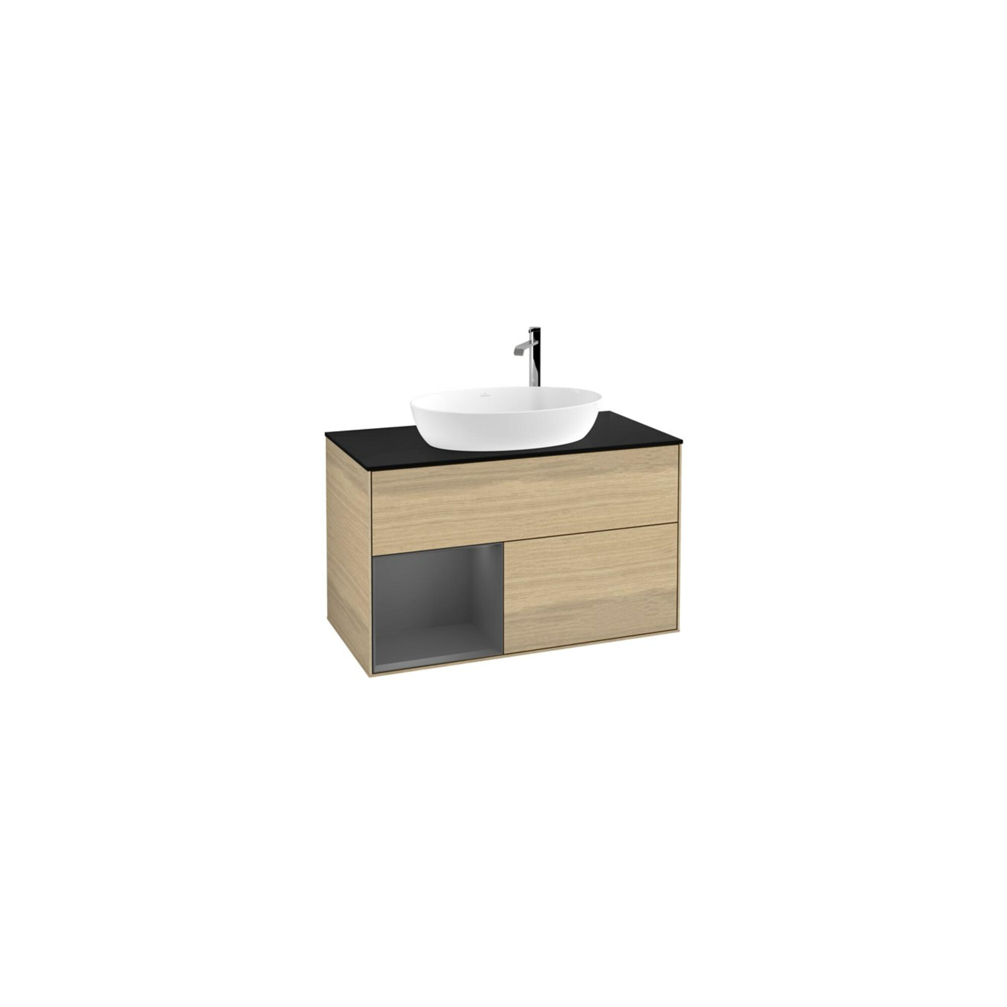 V&B Waschtischunterschrank Wandbeleuchtung Finion 100, Pl b m, Reg Anthrac. m Lac, Oa ven ; Villeroy & Boch