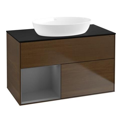 V&B Waschtischunterschrank Wandbeleuchtung Finion 100, Pl b m, Reg Anthrac. m Lac, wal ven