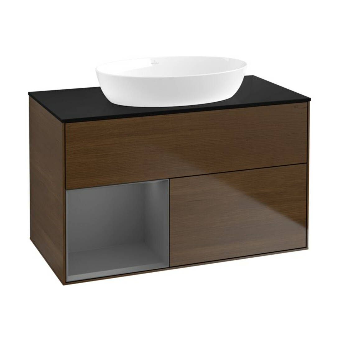 V&B Waschtischunterschrank Wandbeleuchtung Finion 100, Pl b m, Reg Anthrac. m Lac, wal ven