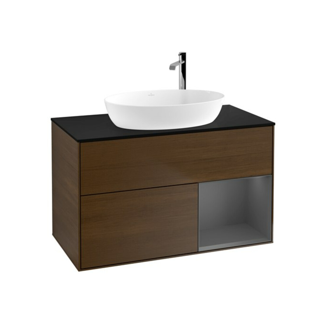 V&B Waschtischunterschrank Wandbeleuchtung Finion 100, Pl b m, Reg Anthrac. m Lac, wal ven