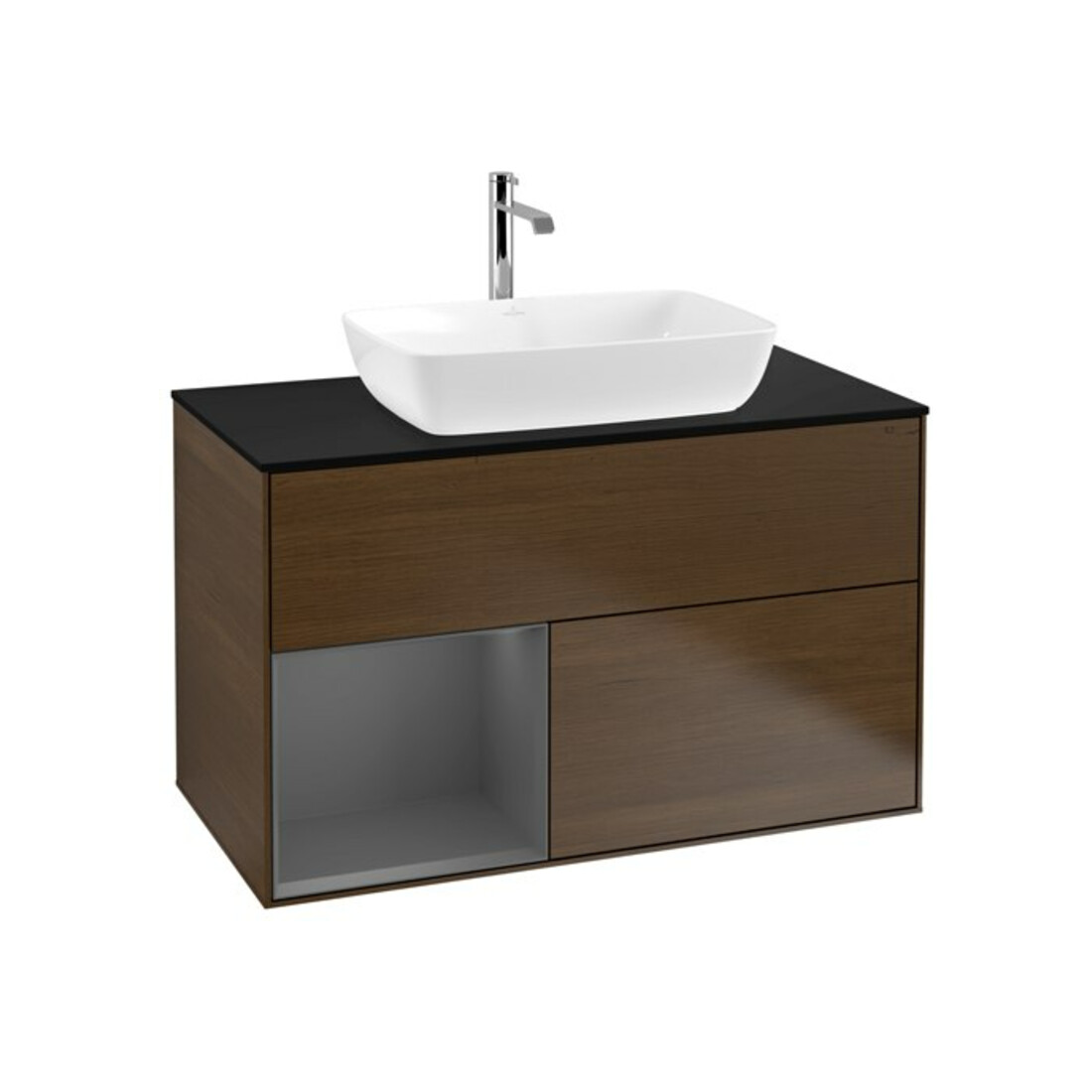 V&B Waschtischunterschrank Wandbeleuchtung Finion 100, Pl b m, Reg Anthrac. m Lac, wal ven