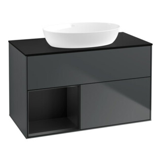 V&B Waschtischunterschrank Wandbeleuchtung Finion 100, Pl b m, Reg bla m Lac, md bl. m Lac