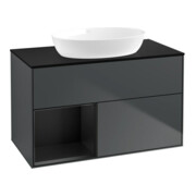 V&B Waschtischunterschrank Wandbeleuchtung Finion 100, Pl b m, Reg bla m Lac, md bl. m Lac