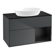 V&B Waschtischunterschrank Wandbeleuchtung Finion 100, Pl b m, Reg bla m Lac, md bl. m Lac