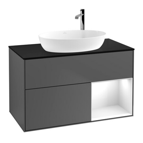 V&B Waschtischunterschrank Wandbeleuchtung Finion 100, Pl b m, Reg glo wh. Lac, Anthrac. m