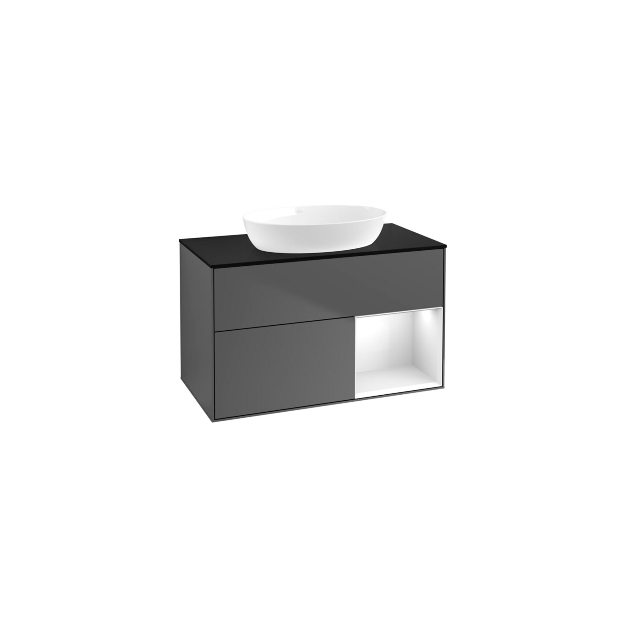 V&B Waschtischunterschrank Wandbeleuchtung Finion 100, Pl b m, Reg glo wh. Lac, Anthrac. m ; Villeroy & Boch