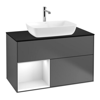 V&B Waschtischunterschrank Wandbeleuchtung Finion 100, Pl b m, Reg glo wh. Lac, Anthrac. m