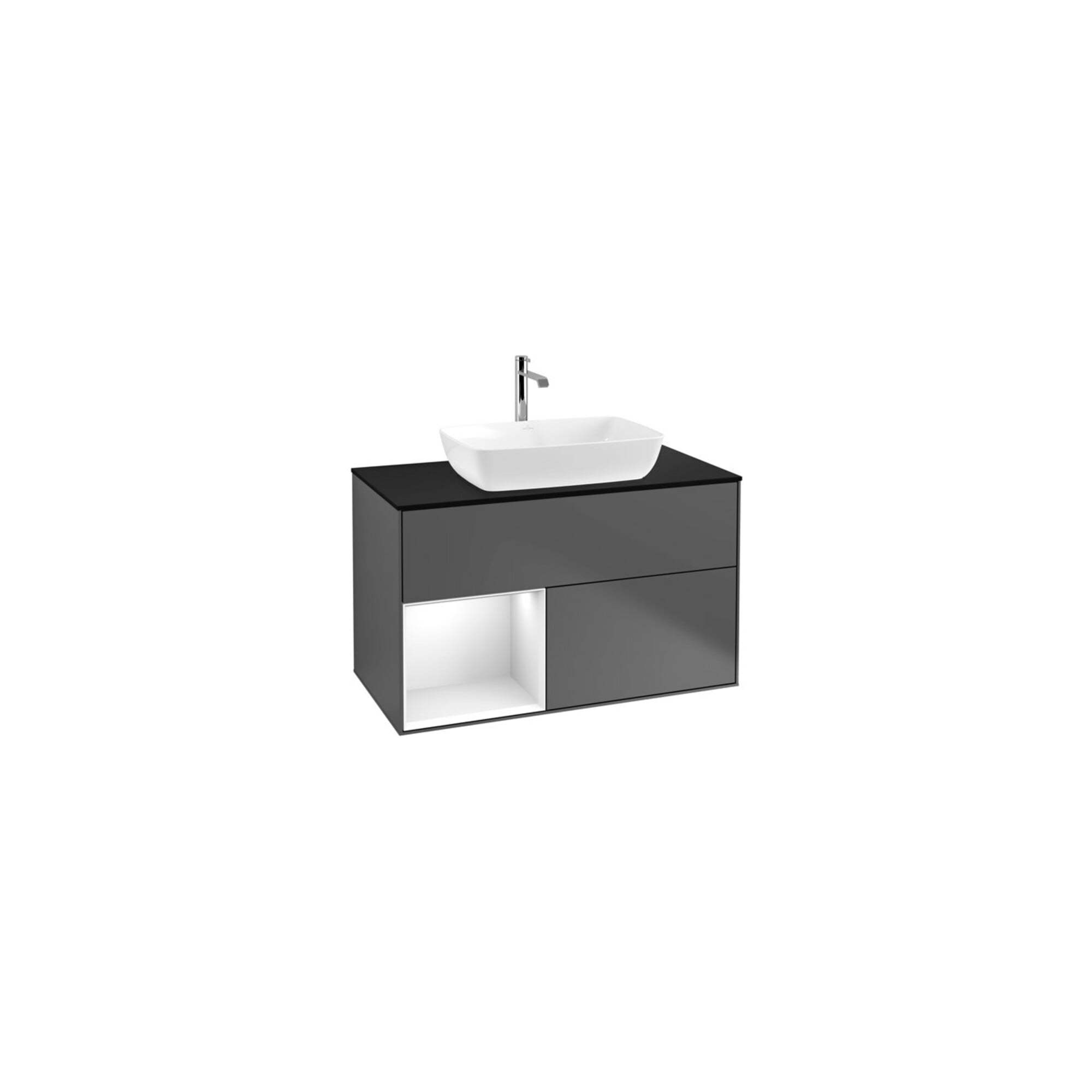 V&B Waschtischunterschrank Wandbeleuchtung Finion 100, Pl b m, Reg glo wh. Lac, Anthrac. m ; Villeroy & Boch