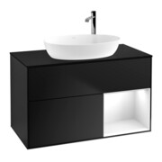 V&B Waschtischunterschrank Wandbeleuchtung Finion 100, Pl b m, Reg glo wh. Lac, bla m Lac