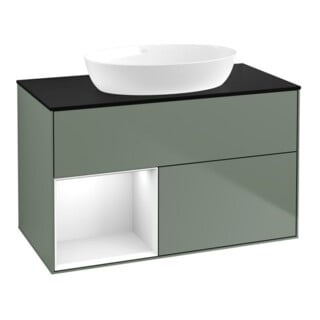 V&B Waschtischunterschrank Wandbeleuchtung Finion 100, Pl b m, Reg glo wh. Lac, Oli. m Lac