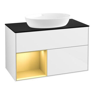 V&B Waschtischunterschrank Wandbeleuchtung Finion 100, Pl b m, Reg gol m Lac, glo wh. Lac