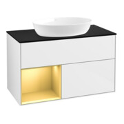 V&B Waschtischunterschrank Wandbeleuchtung Finion 100, Pl b m, Reg gol m Lac, glo wh. Lac