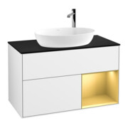 V&B Waschtischunterschrank Wandbeleuchtung Finion 100, Pl b m, Reg gol m Lac, glo wh. Lac