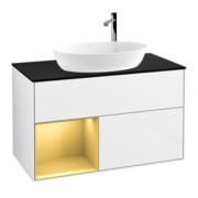 V&B Waschtischunterschrank Wandbeleuchtung Finion 100, Pl b m, Reg gol m Lac, glo wh. Lac