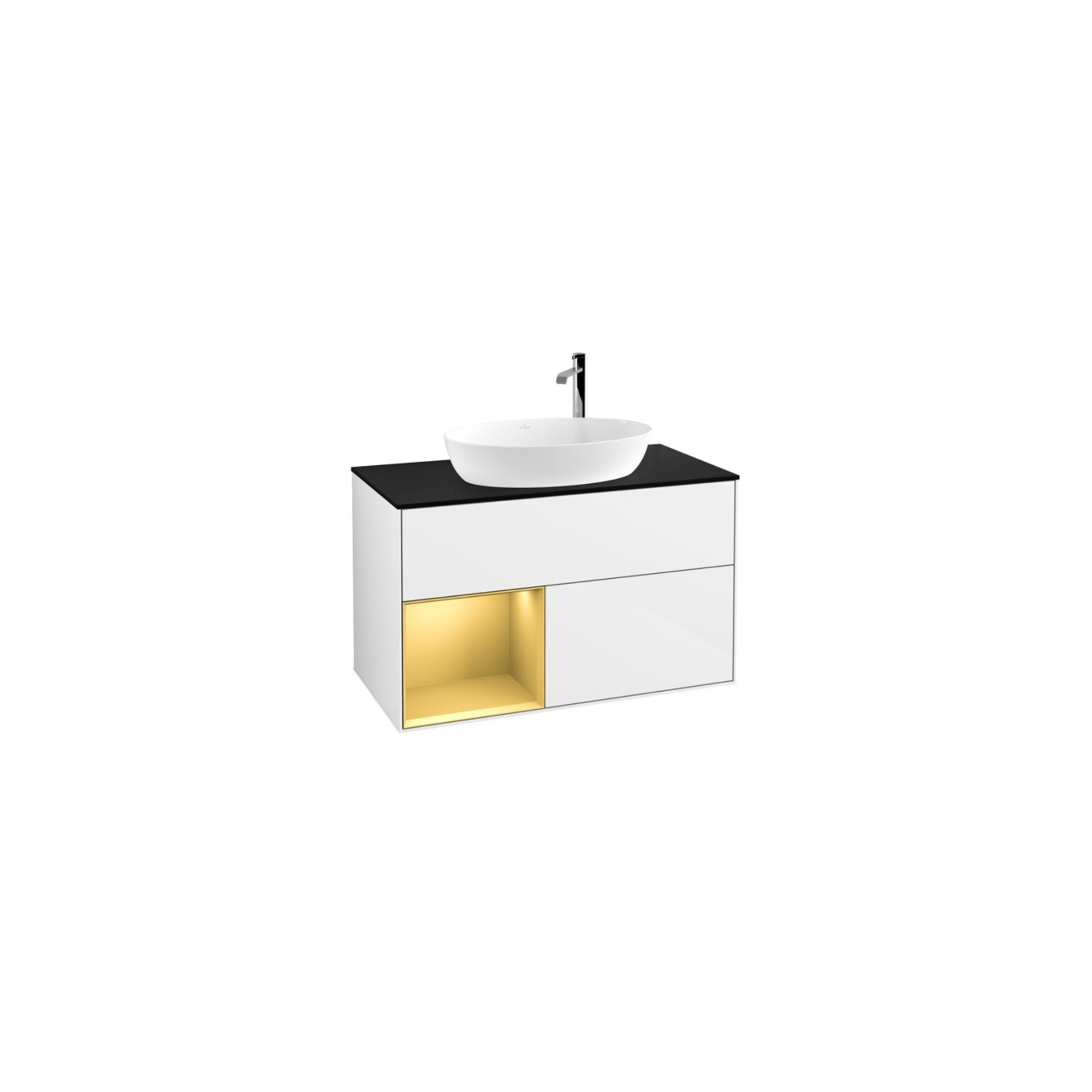 V&B Waschtischunterschrank Wandbeleuchtung Finion 100, Pl b m, Reg gol m Lac, glo wh. Lac ; Villeroy & Boch