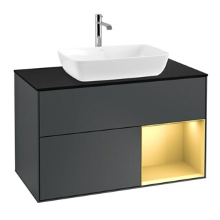 V&B Waschtischunterschrank Wandbeleuchtung Finion 100, Pl b m, Reg gol m Lac, md bl. m Lac