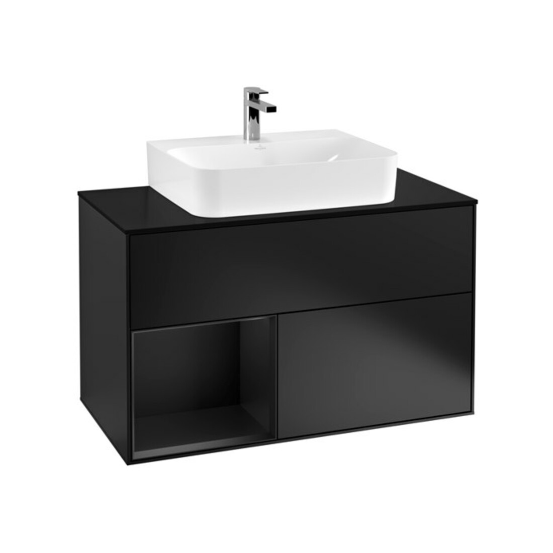 V&B Waschtischunterschrank Wandbeleuchtung Finion 100, Pl b m, Reg li bla m Lac, bla m Lac