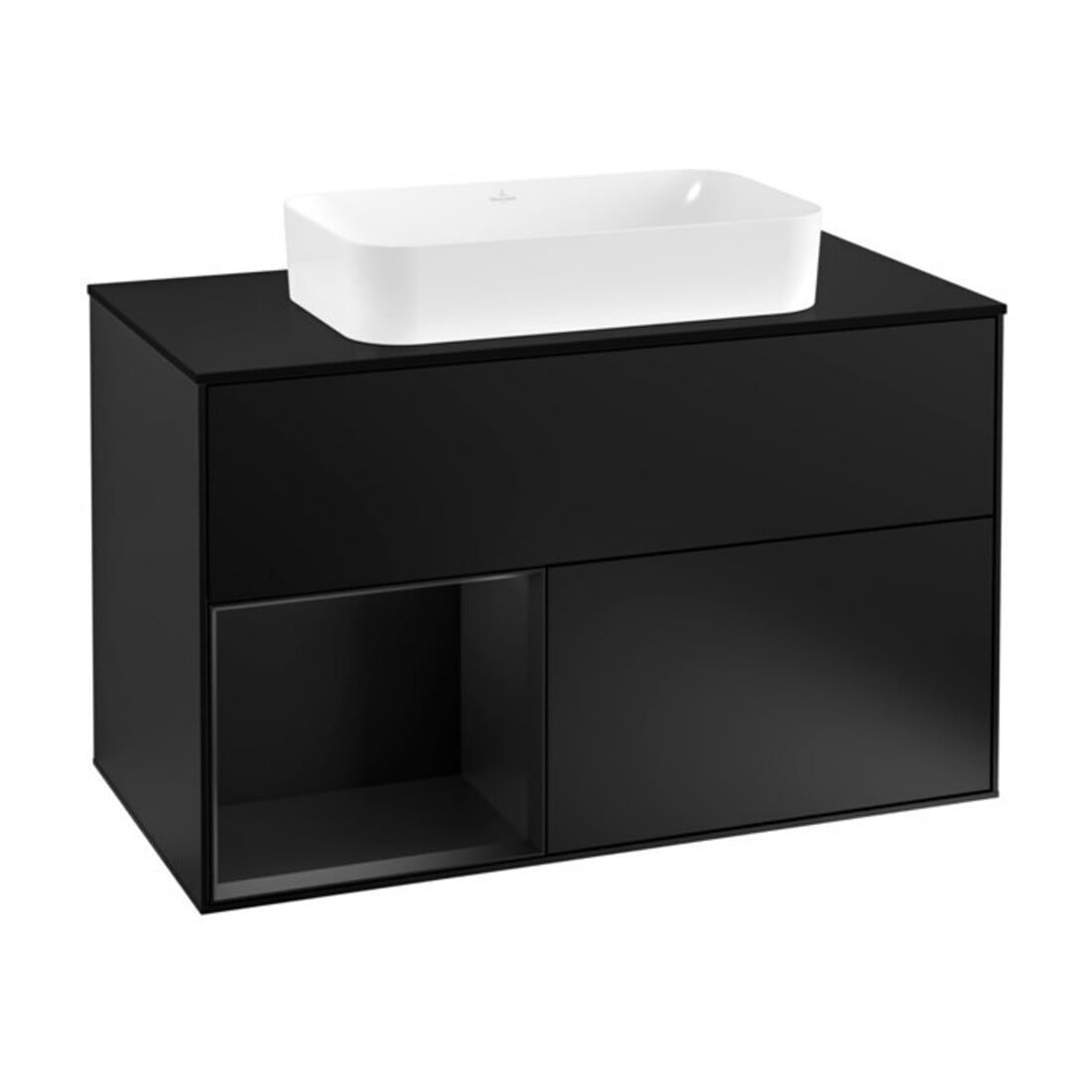 V&B Waschtischunterschrank Wandbeleuchtung Finion 100, Pl b m, Reg li bla m Lac, bla m Lac