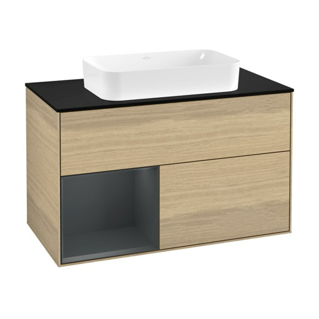 V&B Waschtischunterschrank Wandbeleuchtung Finion 100, Pl b m, Reg li md bl. m Lac, Oa ven