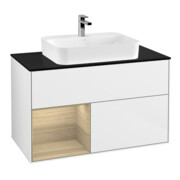 V&B Waschtischunterschrank Wandbeleuchtung Finion 100, Pl b m, Reg li Oa ven, glo wh. Lac